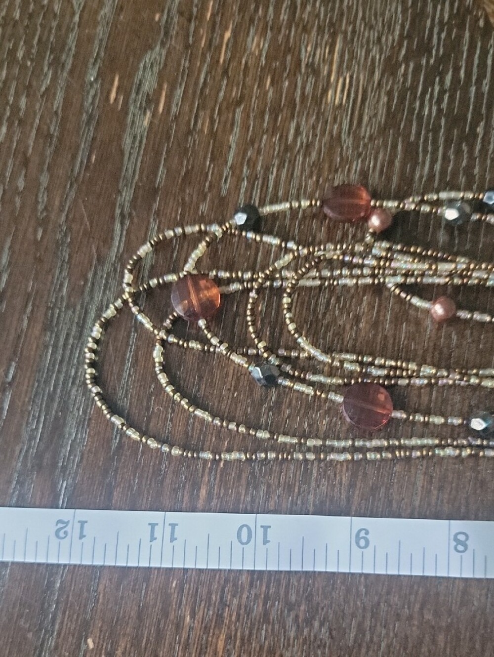 Multi-Strand Beaded Necklace in Brown and Gold - Picture 3 of 4